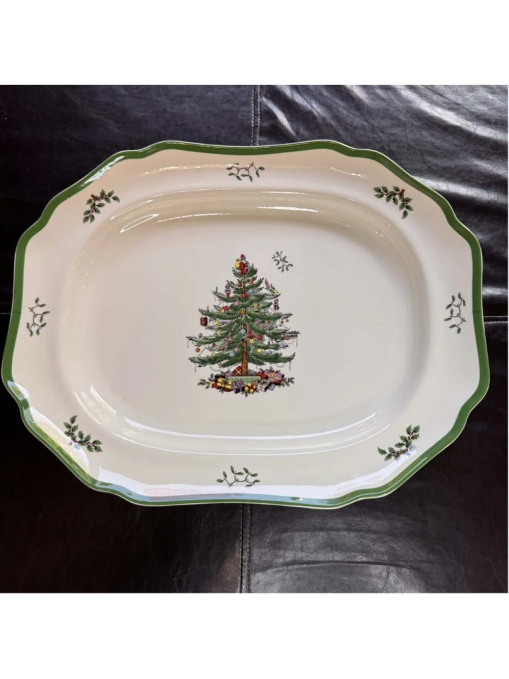 New Spode Christmas Tree Fine Porcelain Sculpted Platter Extra Large 19.5”x 15”